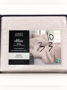 Comfy Bamboo World Allure 9000 Queen 4-Piece Microfiber Sheet Set Bone